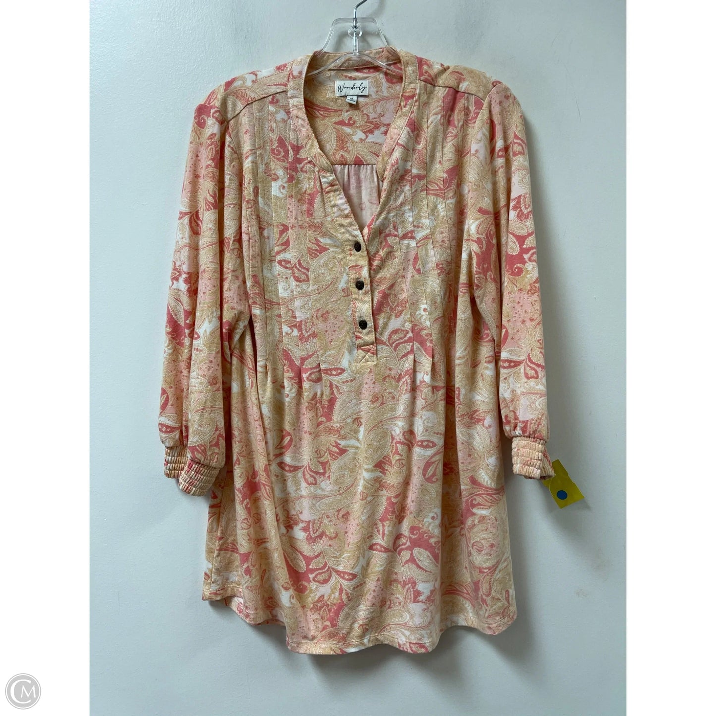 Top Long Sleeve By Wonderly In Orange & Pink, Size: M