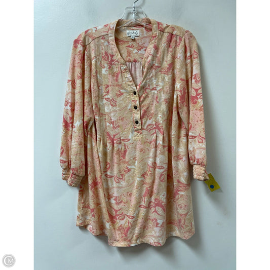 Top Long Sleeve By Wonderly In Orange & Pink, Size: M