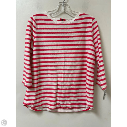 Top Long Sleeve By Kim Rogers In Pink & White, Size: M