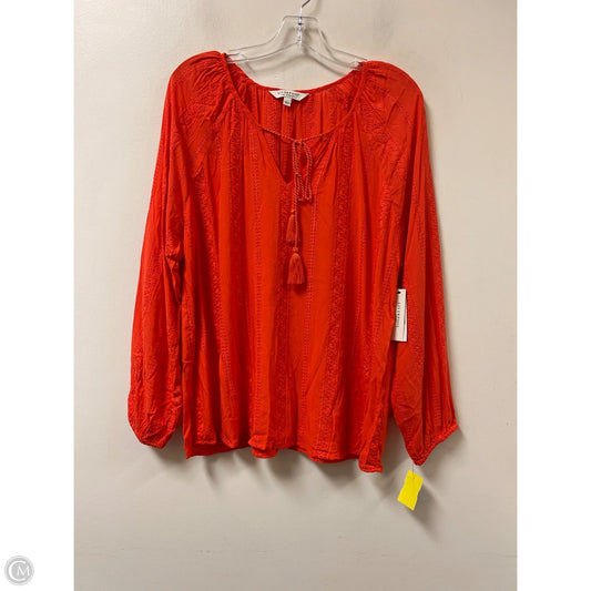 Top Long Sleeve By Liverpool In Orange, Size: L