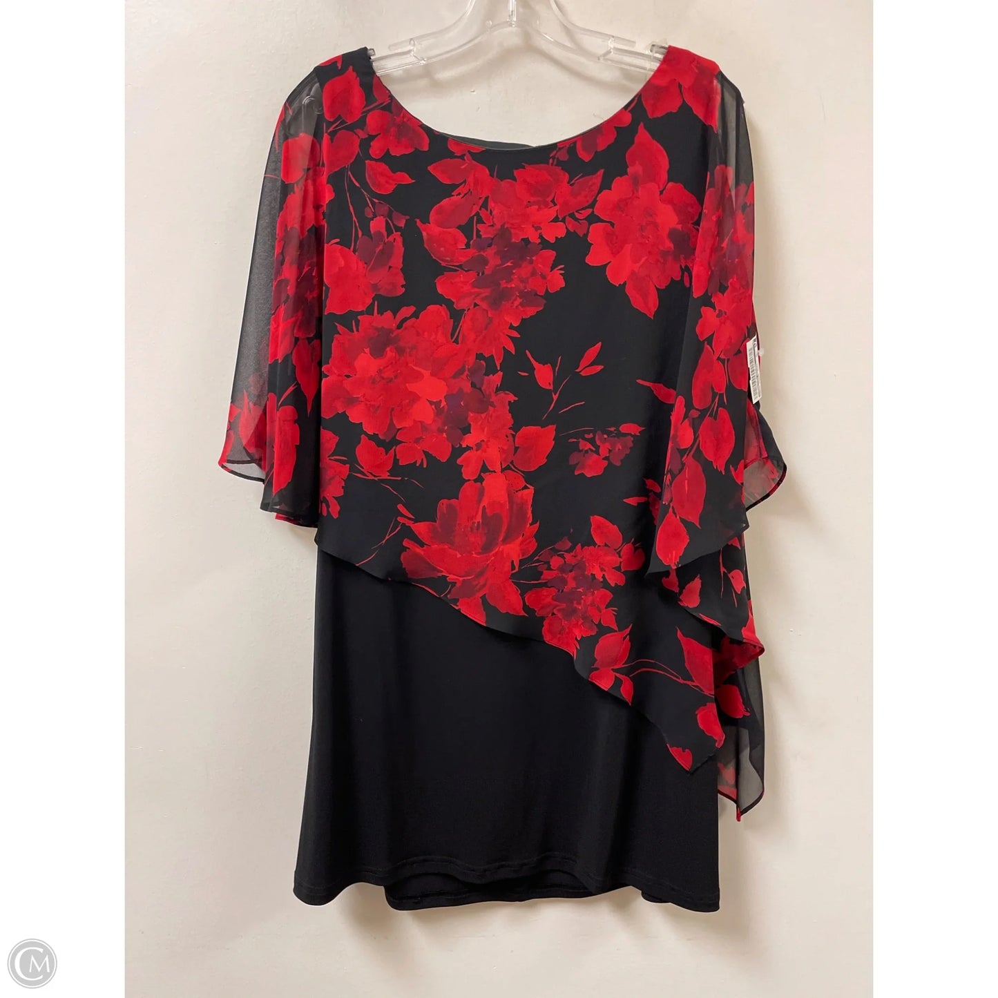 Dress Casual Midi By Connected Apparel In Black & Red, Size: Lp