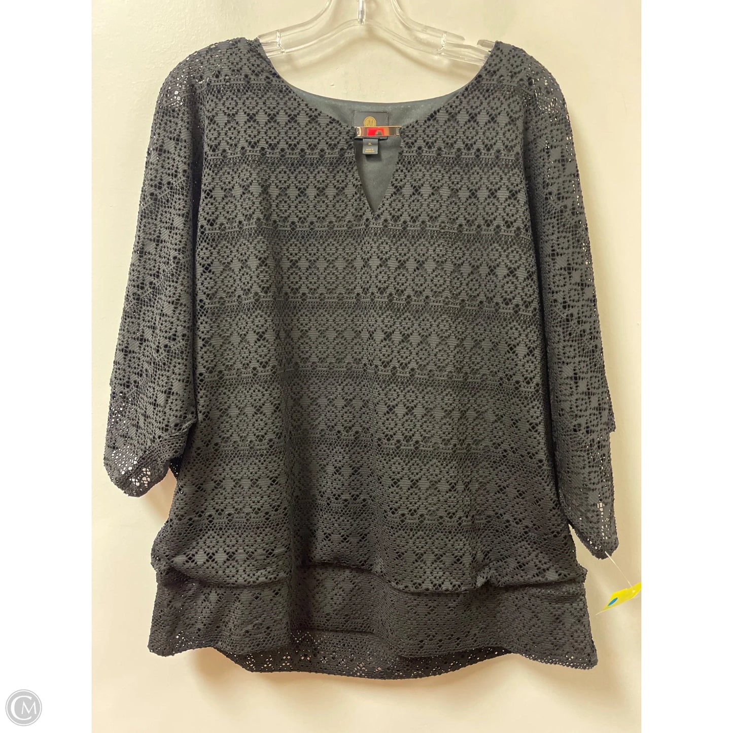 Top Short Sleeve By Jm Collections In Black, Size: Xl