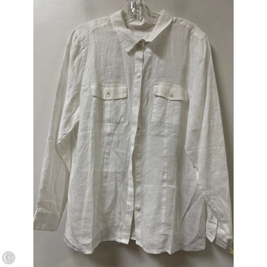 Blouse Long Sleeve By J. Jill In White, Size: L