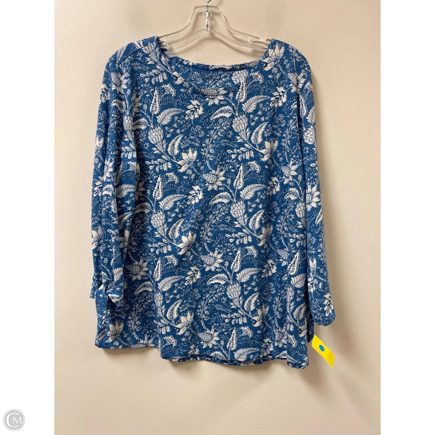 Top Long Sleeve By Northcrest In Blue & White, Size: L