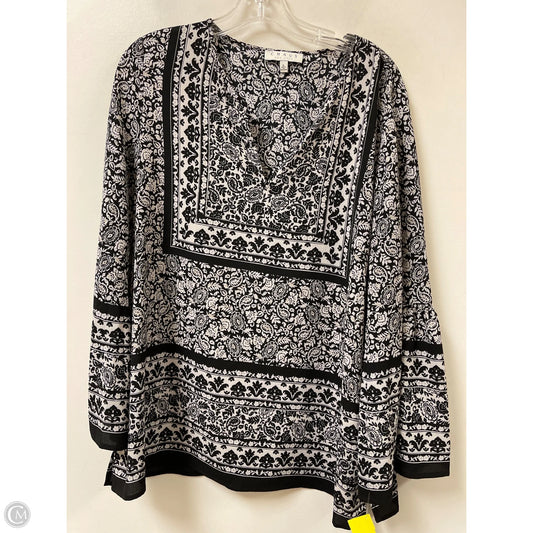 Top Long Sleeve By Chaus In Black & White, Size: L