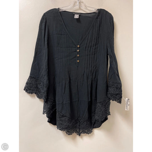 Top Long Sleeve By Venus In Black, Size: M