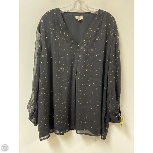 Top Long Sleeve By Entro In Black & Gold, Size: Xl