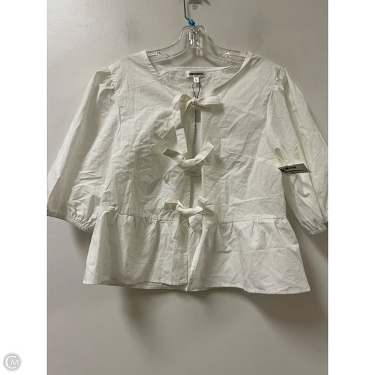 Blouse Short Sleeve By Vigoss In White, Size: L
