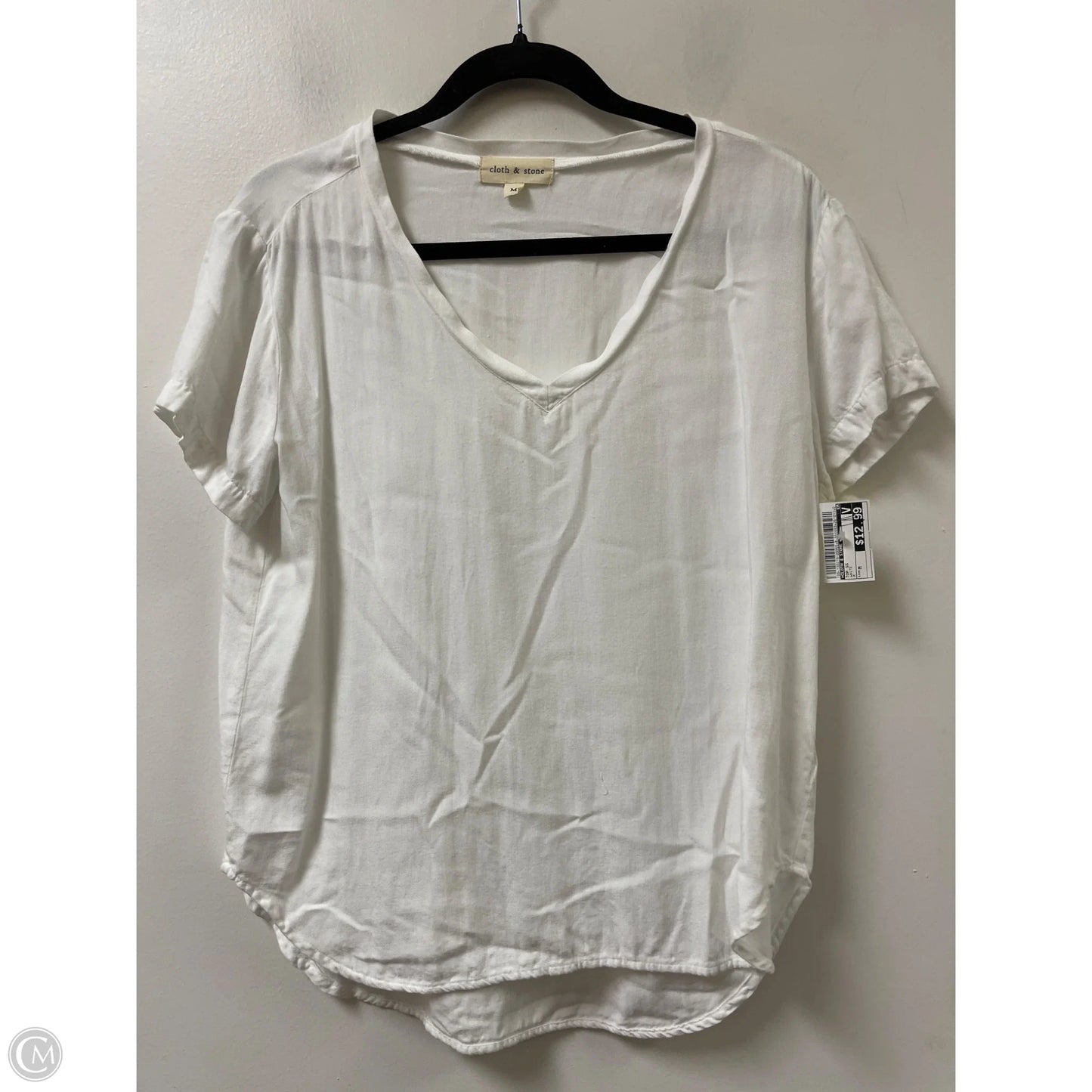 Top Short Sleeve By Cloth & Stone In White, Size: M