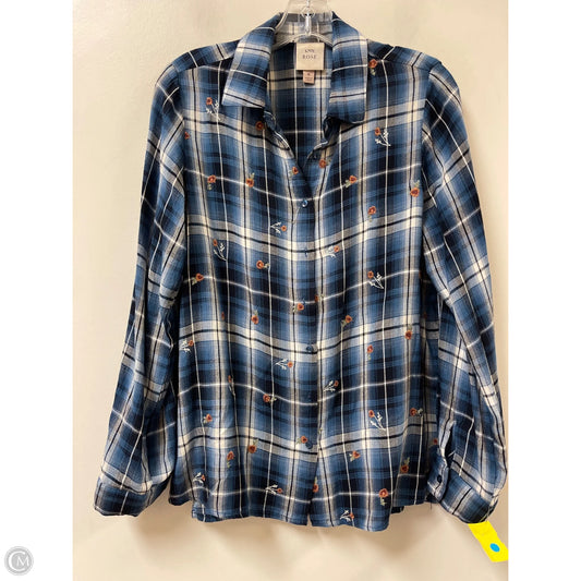 Blouse Long Sleeve By Knox Rose In Blue, Size: M