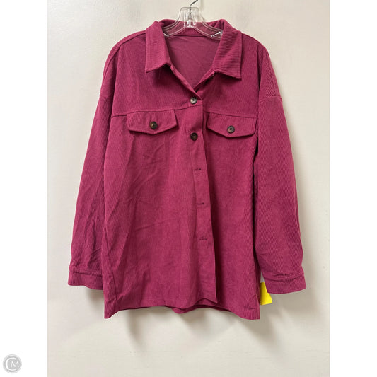 Jacket Shirt By Clothes Mentor In Pink, Size: L
