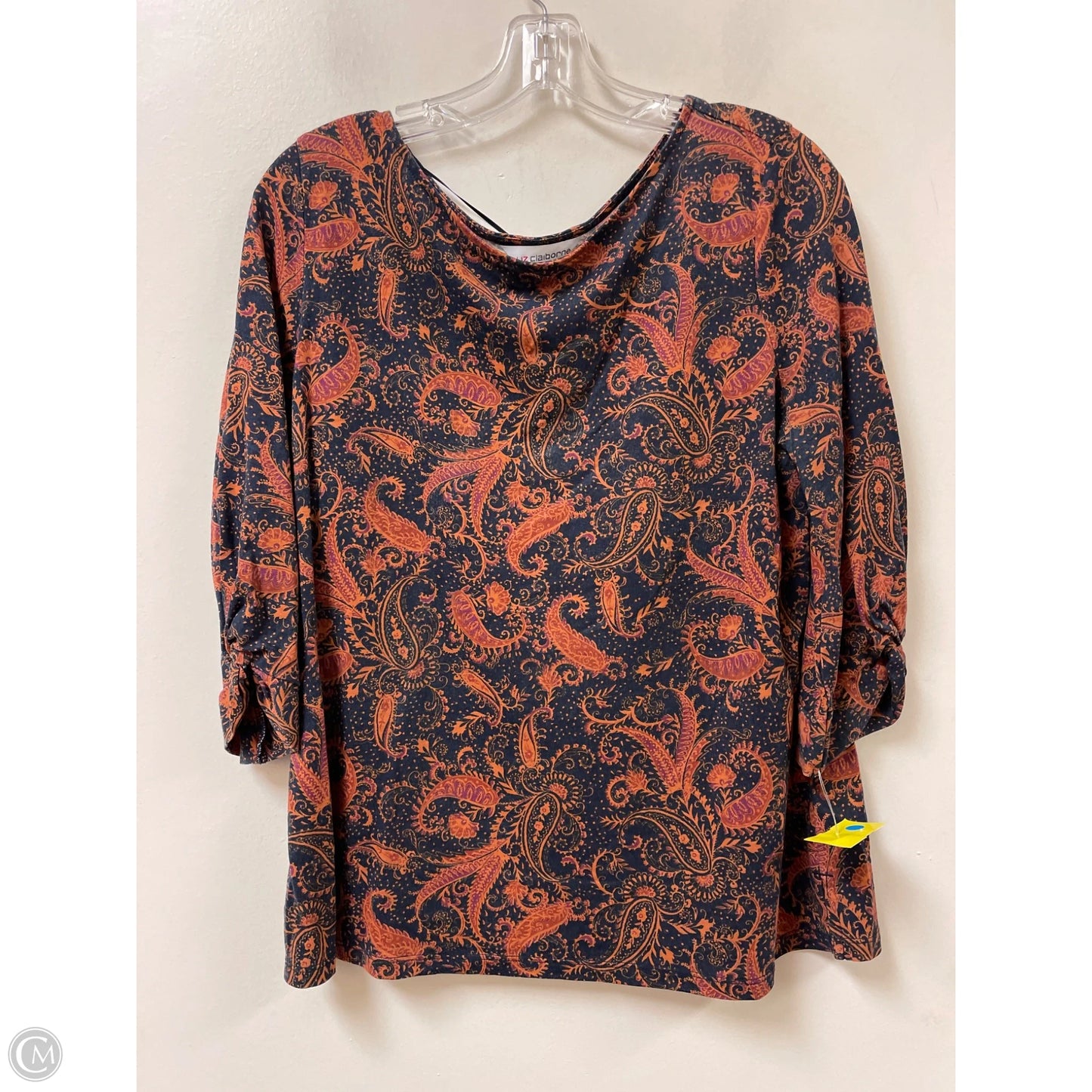 Top Long Sleeve By Liz Claiborne In Blue & Orange, Size: M