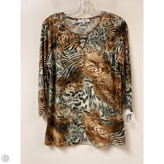 Top Long Sleeve By Emily Daniels In Brown & Grey, Size: S