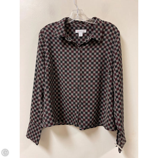 Blouse Long Sleeve By Liz Claiborne In Black & Purple, Size: L