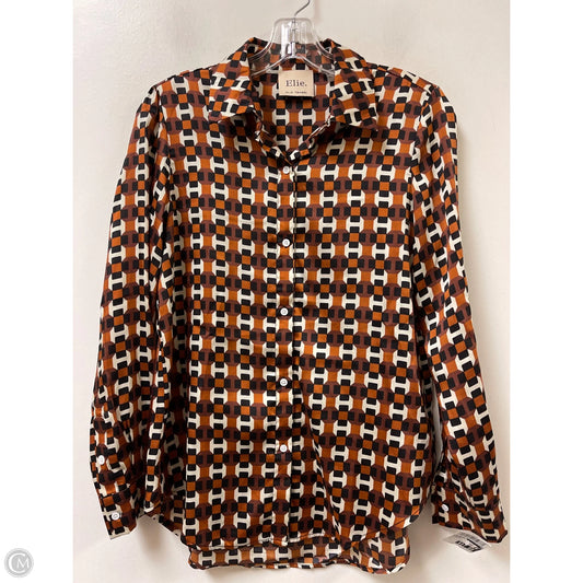 Blouse Long Sleeve By Elie Tahari In Black & Orange, Size: S