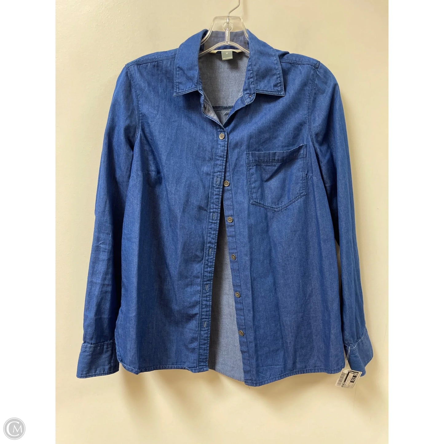 Blouse Long Sleeve By Old Navy In Blue, Size: M
