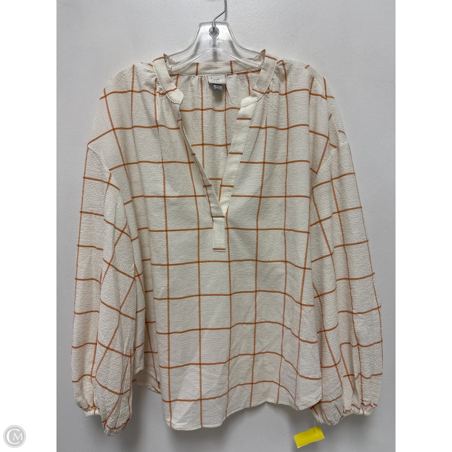 Top Long Sleeve By A New Day In Cream & Orange, Size: 1x