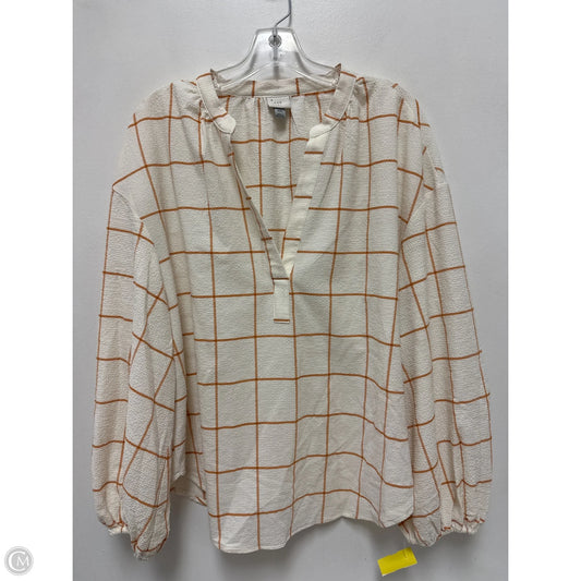 Top Long Sleeve By A New Day In Cream & Orange, Size: 1x