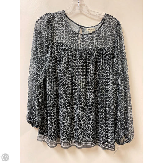 Top Long Sleeve By Max Studio In Black & White, Size: 1x