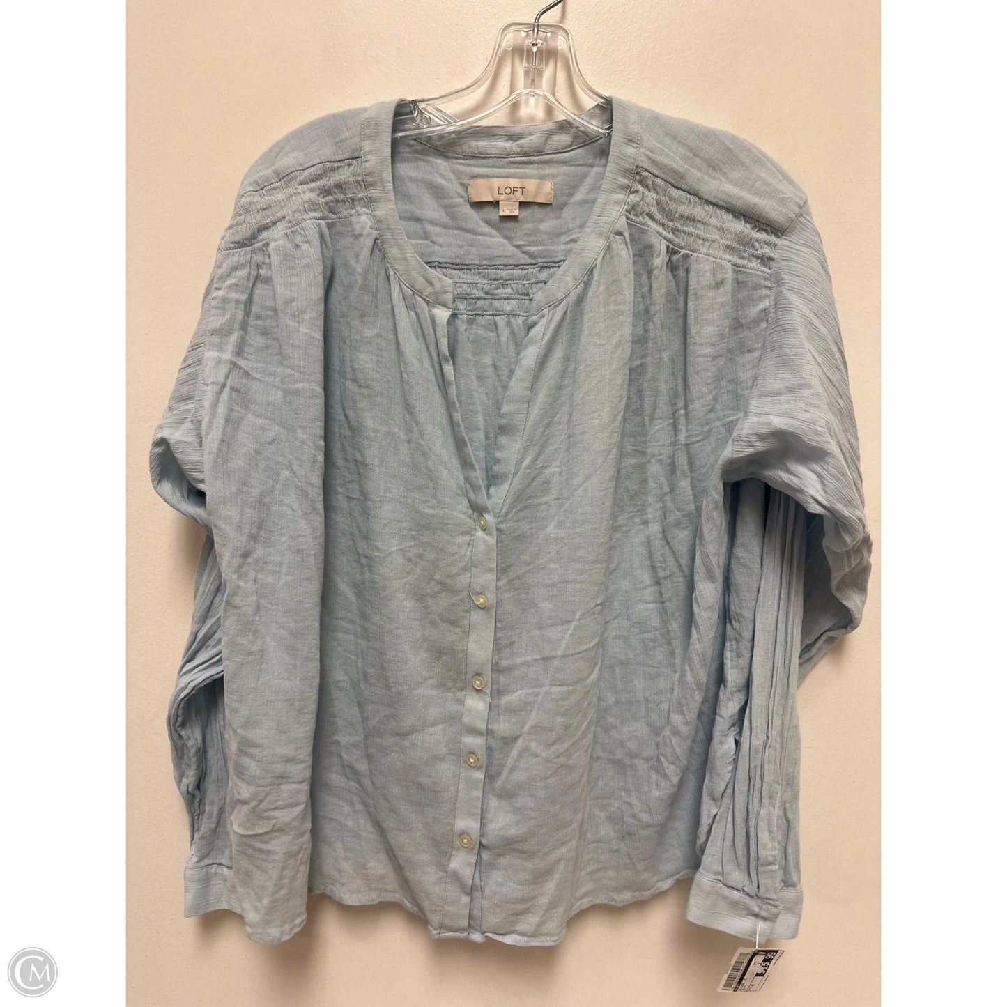 Blouse Long Sleeve By Loft In Blue, Size: M
