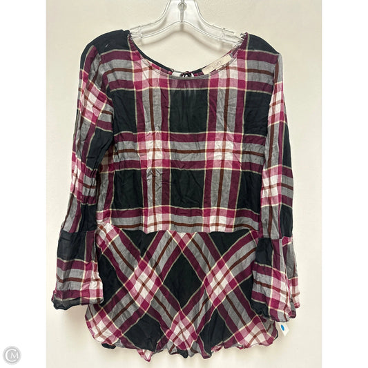 Top Long Sleeve By Loft In Black & Purple, Size: M