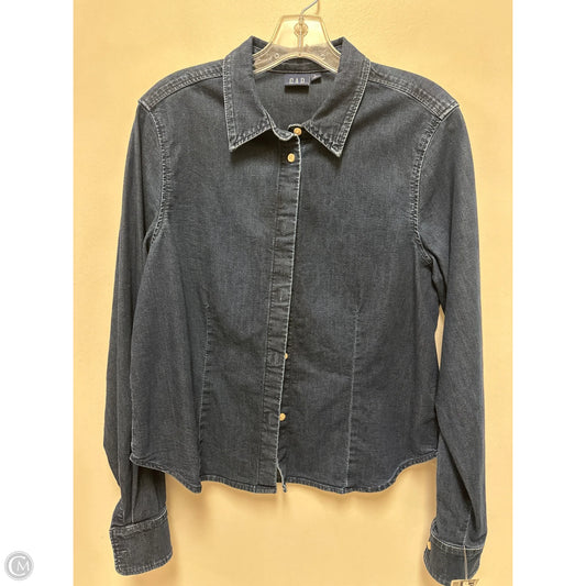 Blouse Long Sleeve By Gap In Blue Denim, Size: L