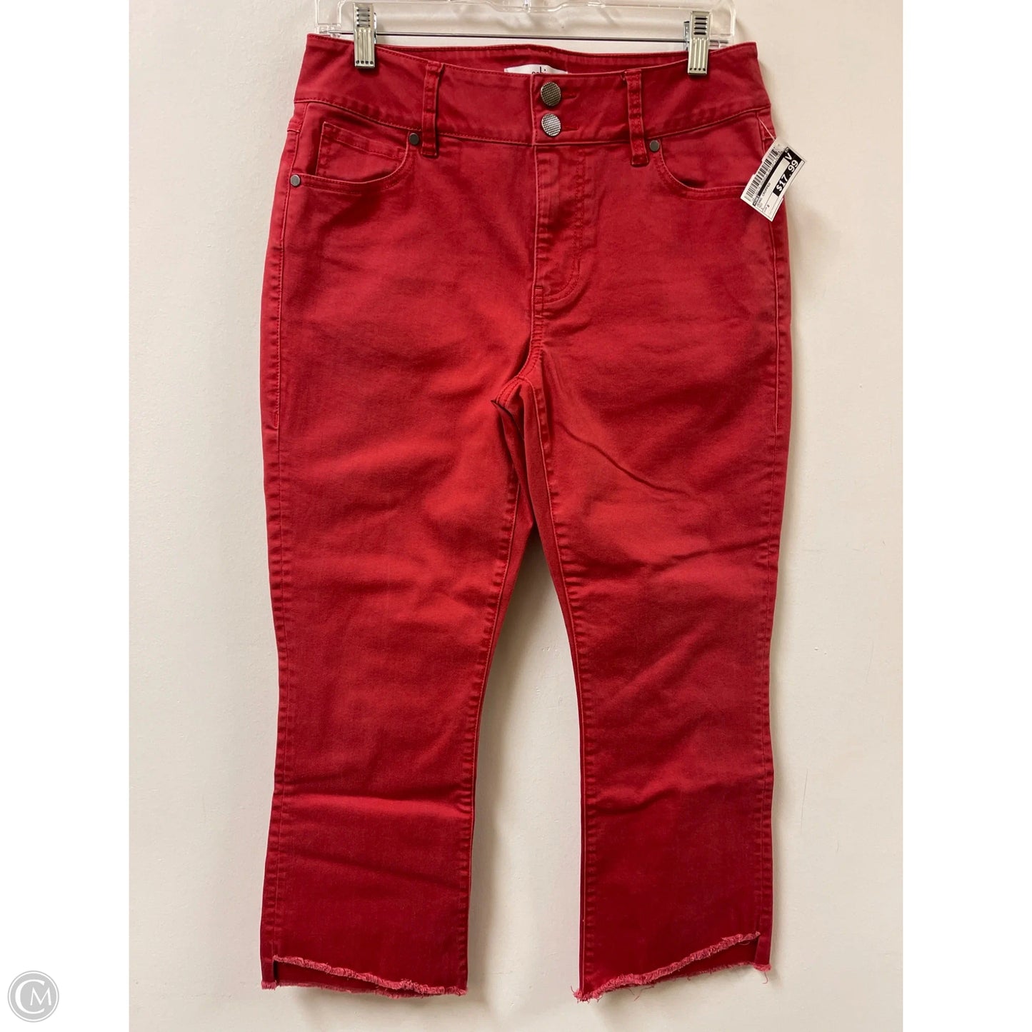 Jeans Cropped By Cabi In Red, Size: 8