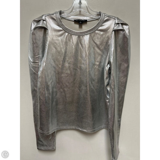 Top Long Sleeve By Inc In Silver, Size: M