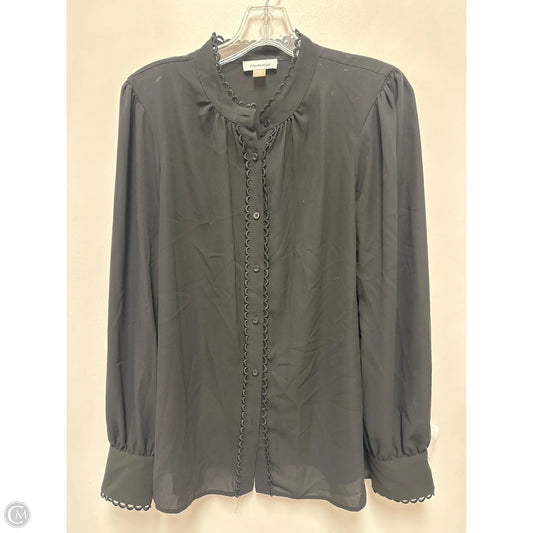 Blouse Long Sleeve By Calvin Klein In Black, Size: M
