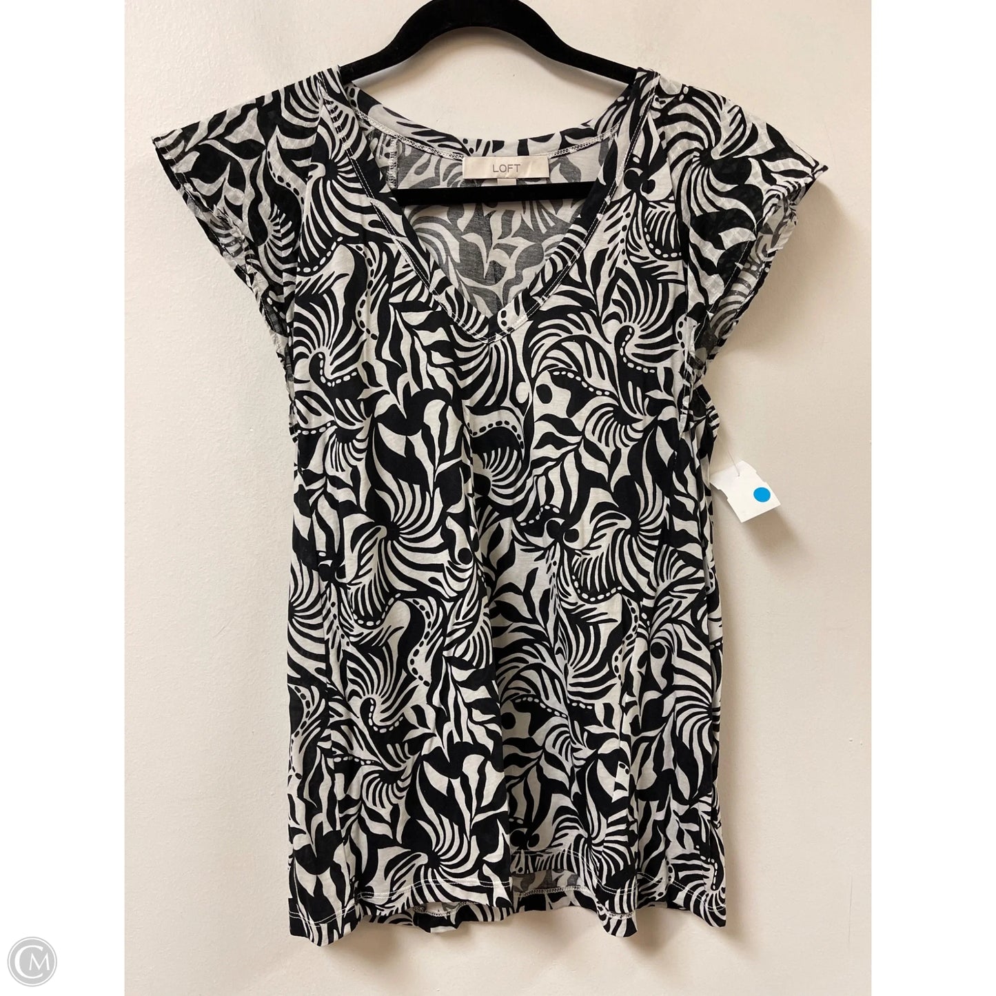 Top Short Sleeve By Loft In Black & White, Size: M