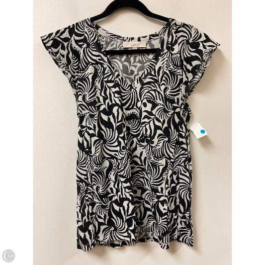 Top Short Sleeve By Loft In Black & White, Size: M
