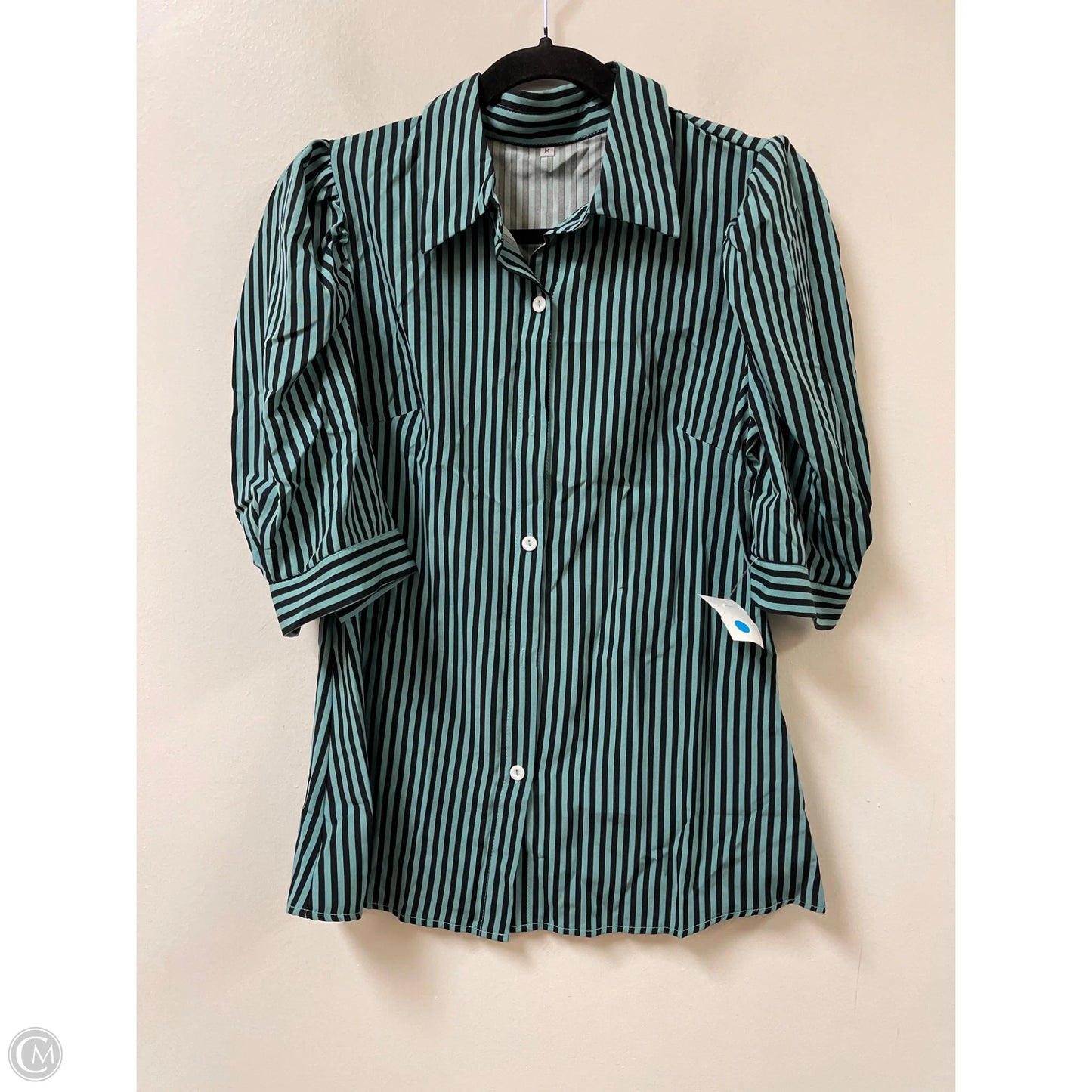 Blouse Long Sleeve By Clothes Mentor In Black & Green, Size: M