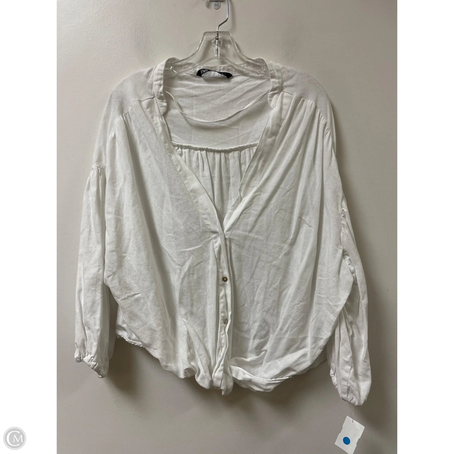 Blouse Long Sleeve By Zara In White, Size: M