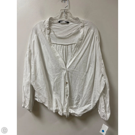 Blouse Long Sleeve By Zara In White, Size: M