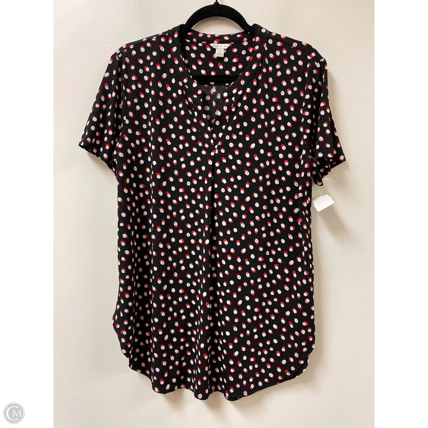 Top Short Sleeve By Cato In Black & Red, Size: L