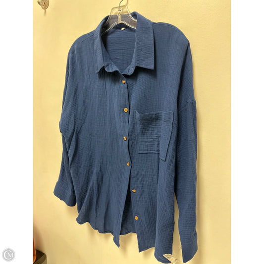 Blouse Long Sleeve By Clothes Mentor In Blue, Size: L