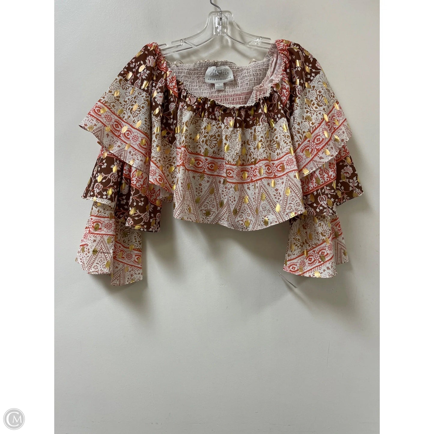 Top Long Sleeve By Mare Mare In Brown & White, Size: S