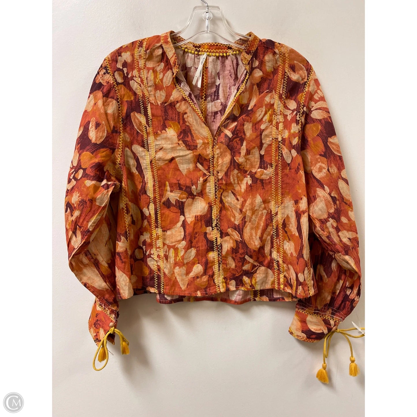 Top Long Sleeve By Anthropologie In Orange, Size: S
