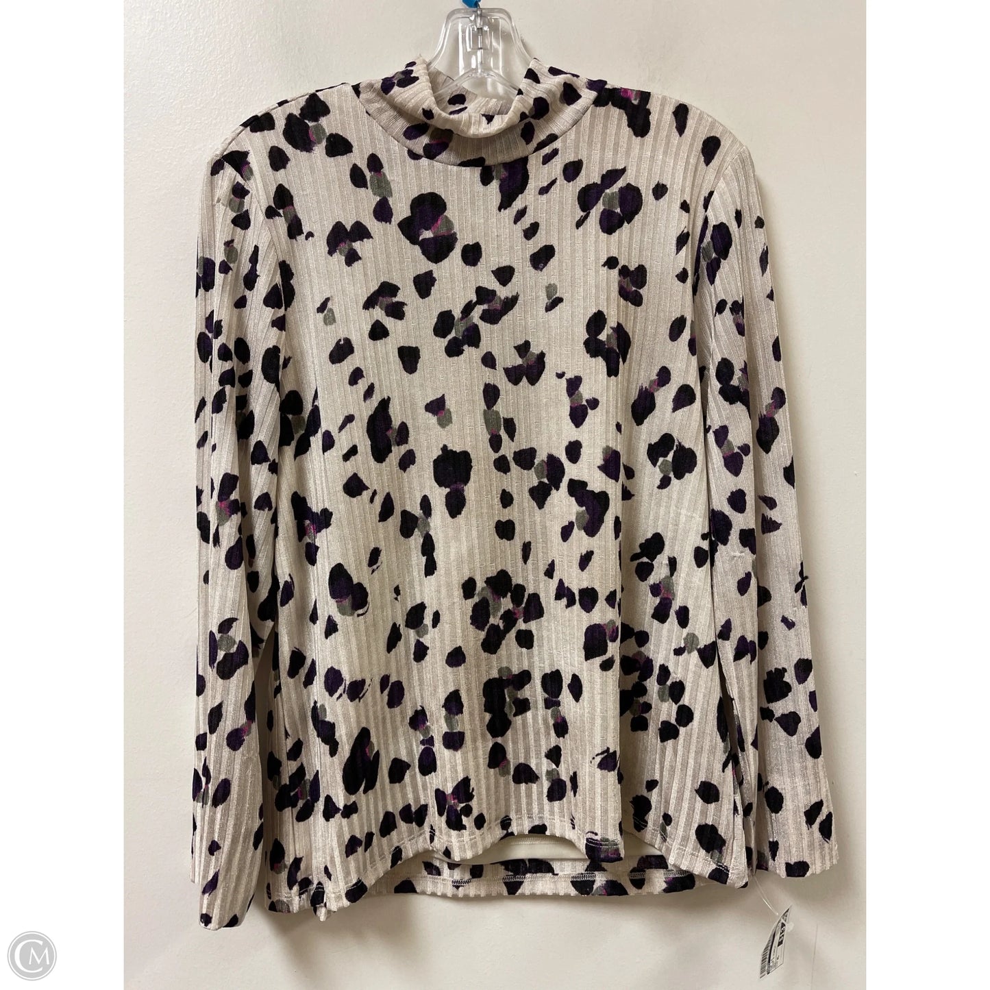 Top Long Sleeve By Dkny In Cream & Purple, Size: Xl