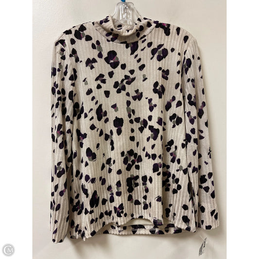 Top Long Sleeve By Dkny In Cream & Purple, Size: Xl