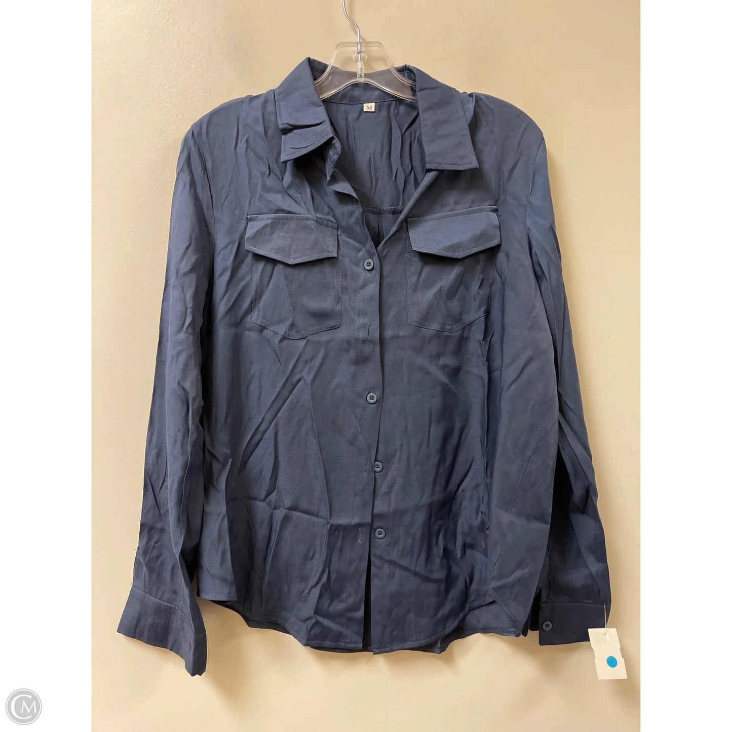 Blouse Long Sleeve By Clothes Mentor In Navy, Size: M