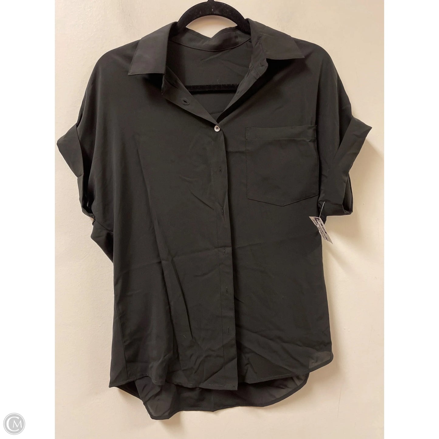 Blouse Short Sleeve By Clothes Mentor In Black, Size: M