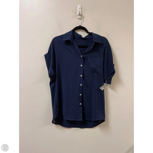 Blouse Short Sleeve By Clothes Mentor In Navy, Size: M