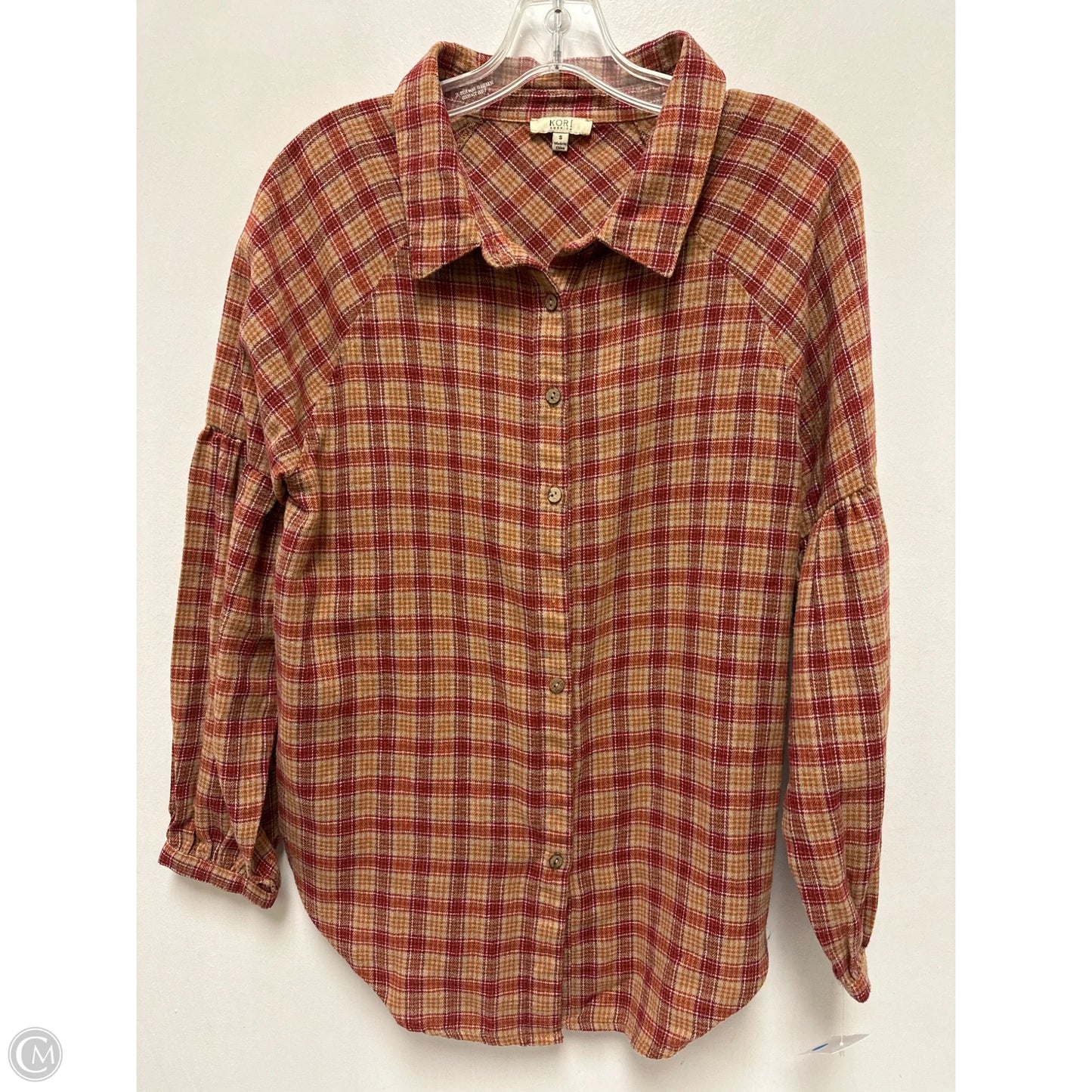 Blouse Long Sleeve By Kori America In Red & Yellow, Size: S