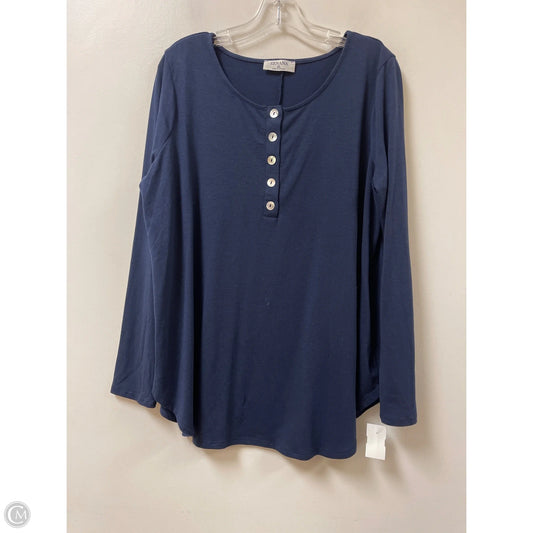 Top Long Sleeve By Zenana In Navy, Size: Xl