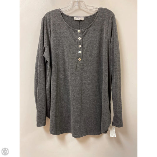 Top Long Sleeve By Zenana In Grey, Size: Xl