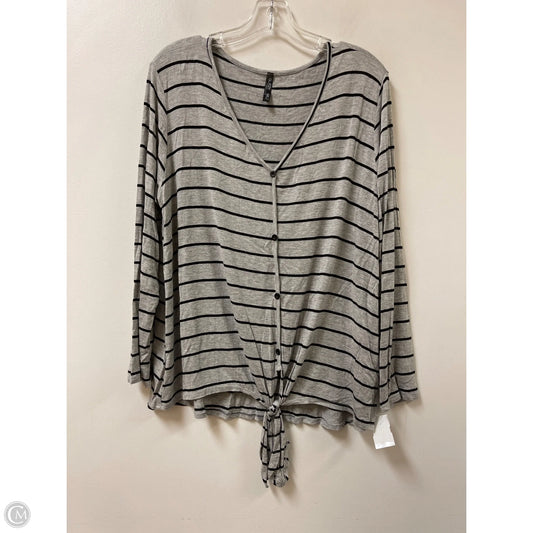 Blouse Long Sleeve By Glitzy Girlz In Grey, Size: 1x