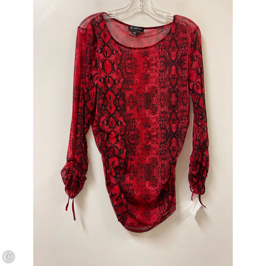 Top Long Sleeve By Inc In Red, Size: L