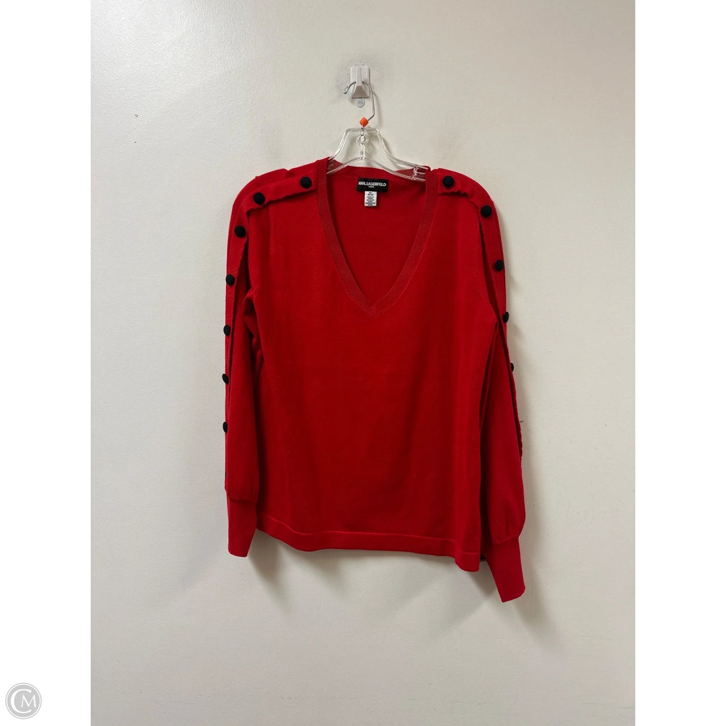 Top Long Sleeve Designer By Karl Lagerfeld In Red, Size: M