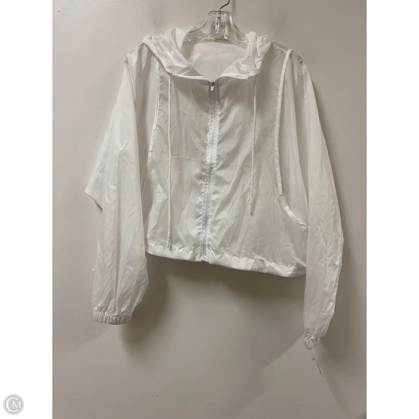 Athletic Jacket By Clothes Mentor In White, Size: 1x